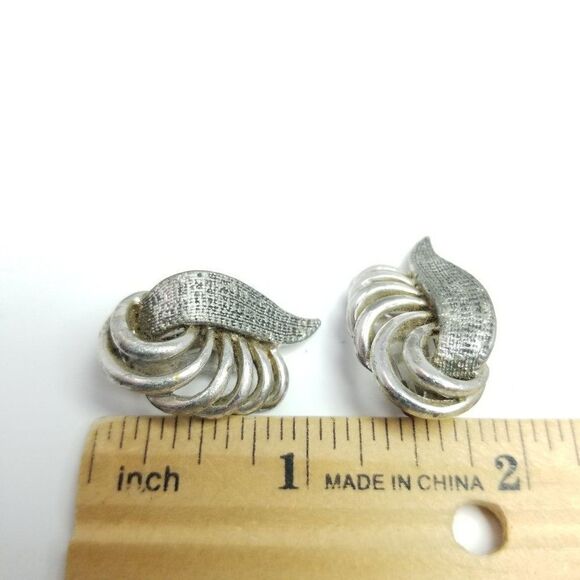 Vintage Marboux Silver Tone Clip On Earrings, Retro 50s 60s Style, Estate - Picture 5 of 7